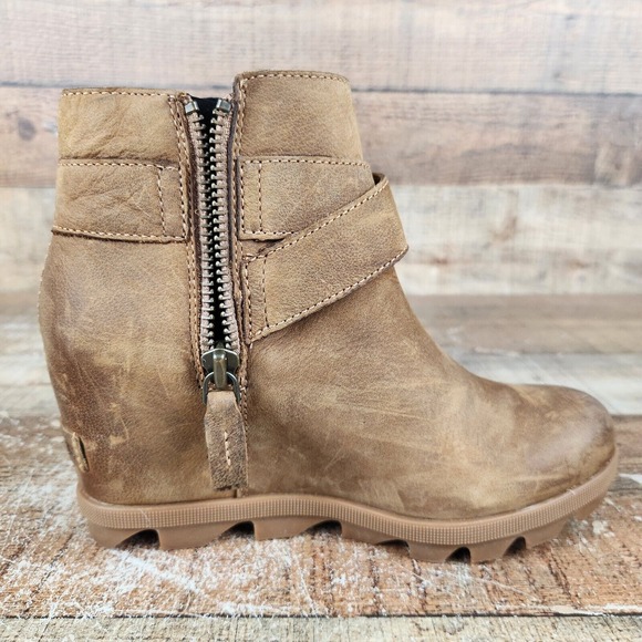 Sorel Joan Of Arctic Wedge II Women Sz 6 Buckle  Brown Leather Bootie NL3490-286 - Picture 6 of 11